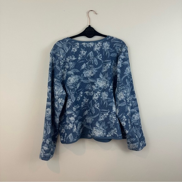 Isaac Mizrahi Quilted Jacket Blue Denim Floral Size XL Women's - Picture 10 of 10